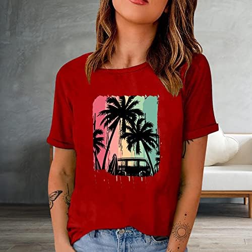 Маица со блуза за тинејџерски девојки летна есен облека y2k краток ракав памучен екипаж врат графички плажа маица така така