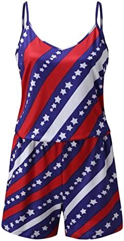 Kcjgikpok скок со кратки жени лето во САД знаме печати лажички без ракави на вратот на вратот на врвот на кратки џемпери со кратки