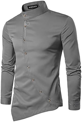 XXBR кошули за мажи, пролетен долг ракав навалено копче надолу по форма на формални врвови Неправилни полите, тенок, вклопна обична