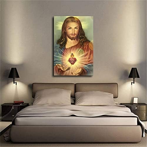 Католичка слика на светото срце на Исус постер платно печатење уметничка декорација дневна соба дома декорација ретро естетика кул забавна научна