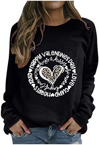 Женски Денот На Вљубените Дуксер Симпатична Љубов Срцето Модели Зимски Џемпери Долги Ракави Екипажот Вратот Пуловер Џемпери