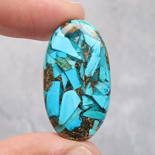 Реал-Гемс 28,75 КТ. Лабава природна бакарна тиркизна брилијантен овален скапоцен камен, за накит што прави енергија, завиткување