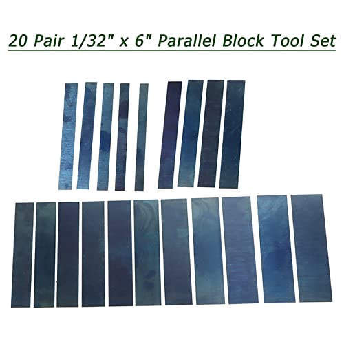 Timunr 20 пар 1/32 x 6 Машинист паралелен блок алатки, 0,0001 паралелизам 1/2 до 1-11/16 легура челик прецизност одговара на паралелна
