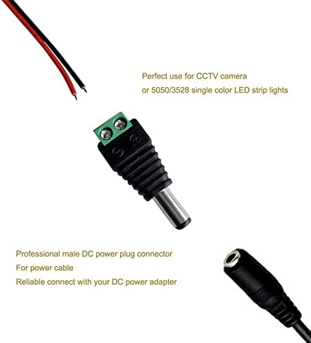 Guy-tech 10 x машки + 10 x Femaleенски 12V DC конектор за напојување 5,5 mm x 2,1 mm 10pair 24V приклучок за напојување за приклучок за LED
