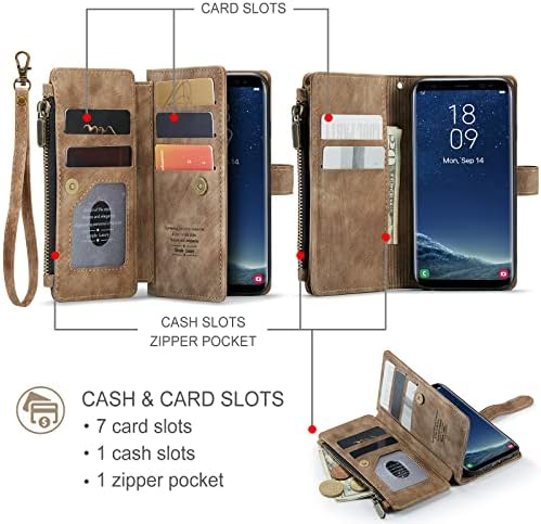 Asuwish Телефон Случај За Samsung Galaxy S8 Паричник Покритие И Калено Стакло Заштитник На Екранот Кожа Флип Кредитна Картичка Држач