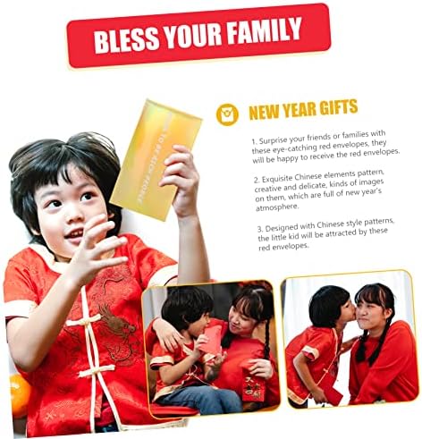 Тофику 5 парчиња Новогодишен Црвен Пакет Кинески Подарок Кинески Црвени Пликови Џебен Паричник Кинески Хонгбао Нова Година Црвени Пликови