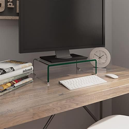 Queen.Y Multimedia Desktop Stand 15,7 x 9,8 инчи - калено стакло ТВ -штанд и монитор, лаптоп штанд, штанд за десктоп ТВ, за LCD LED