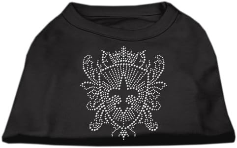 Производи за миленичиња од миленичиња Rhinestone fleur de lis Shield Petway кошула, голема, црна