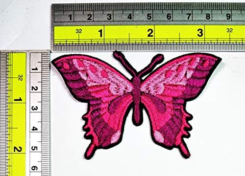 Парита Симпатична розова пеперутка животинска хипи хипи бохо цртани закрпи железо на или шиење на извезена апликација DIY значка Декоративна DIY