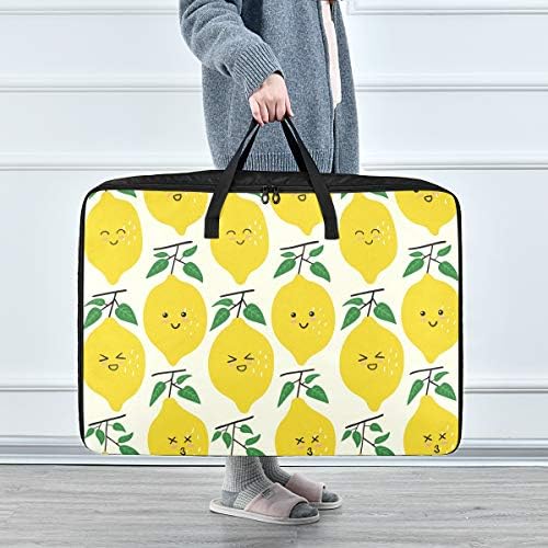 Торба за Складирање Облека Од емеливор Под Креветот За Јорган-Торба За Организатори На Симпатични Лимони Со Патенти Декорација Ќебе