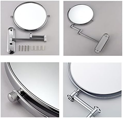 Огледало за шминка SRVNT, Chrome HD бања за бричење на огледало за бричење на wallидовите со мерење на wallидот 360 ° вртење на двојно водоотпорно водоотпорно суета огледало/6inch