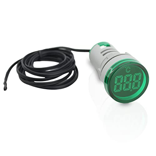 Shopcorp Дигитален Led Термометар Дисплеј Со Индикаторско Светло, Температурен Опсег-25c° до + 65C° - Номинална Моќност 0,5 W-Зелена