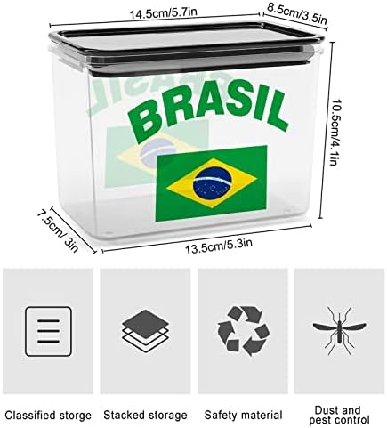 Знаме На Бразил Контејнери За Складирање Чиста Пластична Кутија Со Капаци Канти За Повеќекратна Употреба За Кујнски Житни Закуски Сува