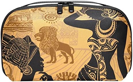 Торбичка ЗА Торбичка ЗА Носење УСБ-Кабел Организатор Џебен Додаток Патент Паричник, Гроздобер Уметност Африкански жени И Животни