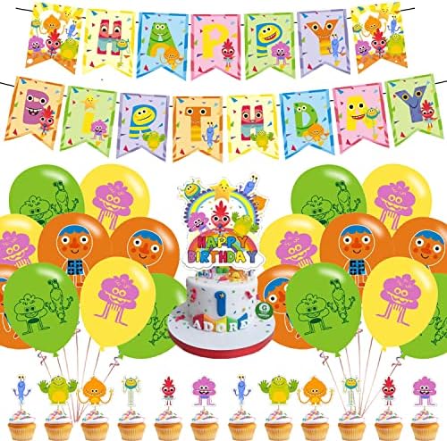 Супер Едноставни Песни Украси За Роденденски Забави, Цртани Детски Песни За Забави Со Среќен Роденденски Транспарент, Топери За Торта