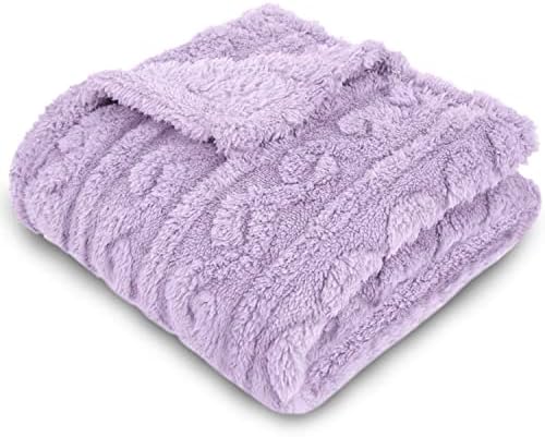 Homritar 2 пакет 3D Fleece Flucky Fuzzy Claince за бебе и дебели деца ќебе со стилски 3D Sherpa Fleece Edge Design Purple and Pink
