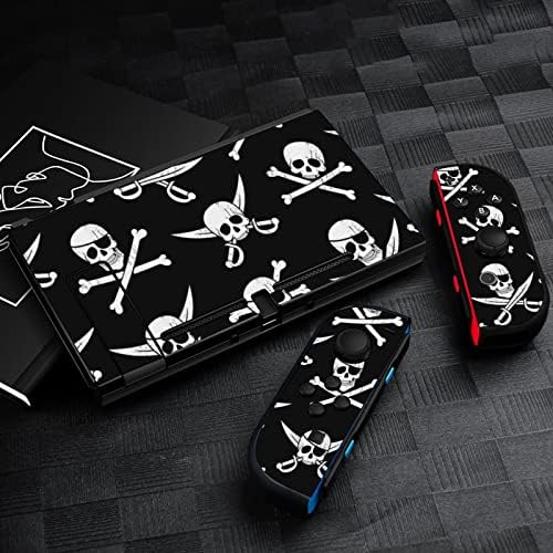 Налепници за декорации со пиратски образец ја покриваат заштитната плоча на кожата за Nintendo Switch