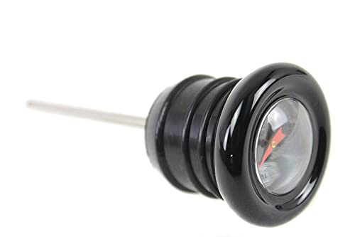 Црниот резервоар за нафта со црна кратка стил на нафта w/мерач на температура на маслото - црно мерач на лице w/портокалова игла - се вклопува 1979-2003 Харли Спорттер XL & 19