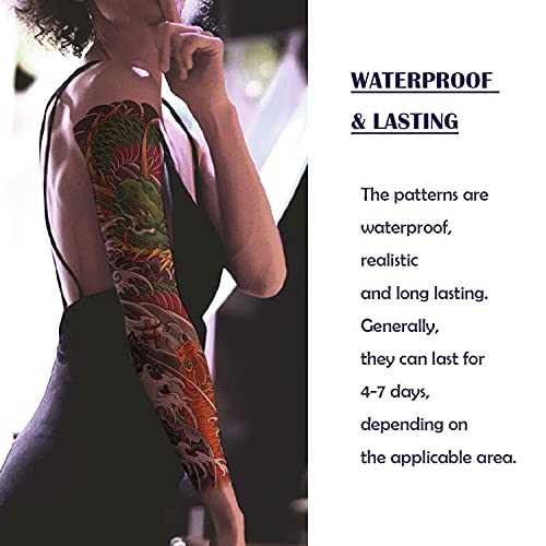 Oehok Привремени тетоважи 2 пакувања, екстра големи лажни тетоважи со целосна рака, ладни водоотпорни налепници за тетоважи, шминка за