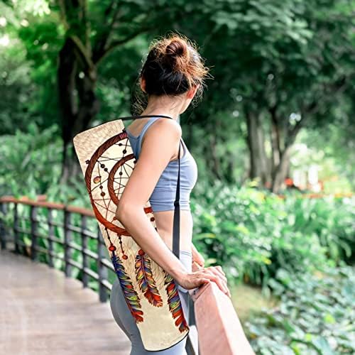 Етнички племенски сонувач Јога Мат торби со целосна зип торба за носење за жени, вежбање јога мат носач со прилагодлива лента