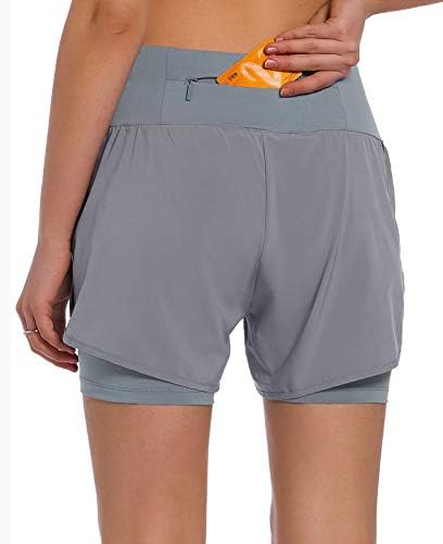 Ksенски KSMIEN WOMEN 2 во 1 шорцеви за трчање - лесен атлетски тренинг салата за јога шорцеви со телефонски џебови со телефонски џебови