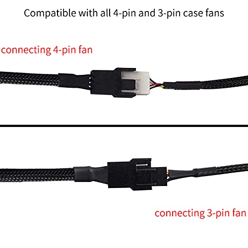 Новост PWM Splitter на вентилаторот, 1 до 4 кабелски ракав плетенка y сплитер, кабел за проширување на вентилаторот со 4-пински