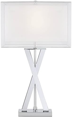 POSSINI EURO DESIGN PROMIMA модерна табела за ламба со акрилен кревач 28 високи хромирани сребрени метални бели правоаголни двојни