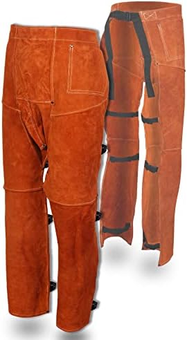 Панталони за заварување на Qeelink - Заштита на безбедност на нозете отпорна на топлина и пламен, за мажи и жени, прилагодлива m до xxxl