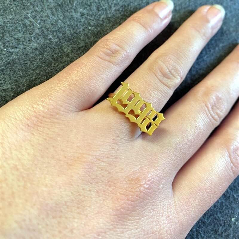 Bula thi бебе година за раѓање, прстени стари англиски броеви прстени антички броеви накит свадба Багет жен 151