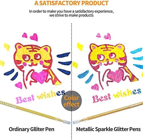 ZSCM металик искра сјајни гел пенкала, 48 пакувања за боење на пенкало за боење на уметнички маркери со кутија, 24 пенкало со