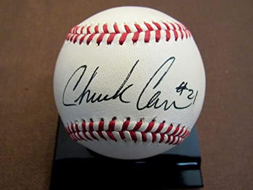 Чак Кар 21 1993 Флорида Марлин го украде лидерот на базата потпишан авто -бејзбол ЈСА - автограмирани бејзбол