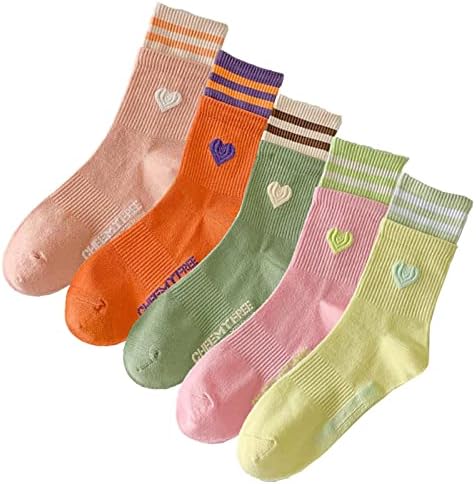 Bestag 5 пара симпатични чорапи салата чорапи срце шарени чорапи за жени кои трчаат