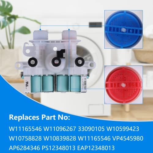W11165546 W11096267 Washer Water Inlet Valve replacement Compatible with Whir-pool Washing Machine Replaces part W10632527 W10758829