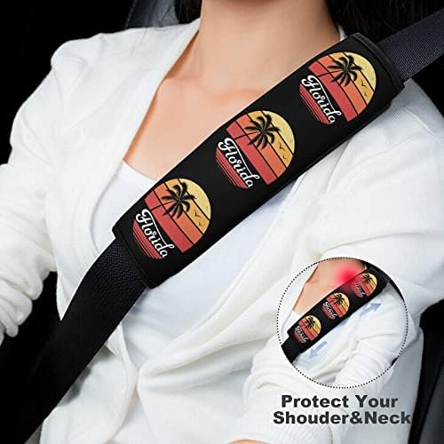 Флорида палма зајдисонце за зајдисонце на автомобилот Покријте ги слатки влошки за безбедносен појас удобни ленти за седишта на рамената