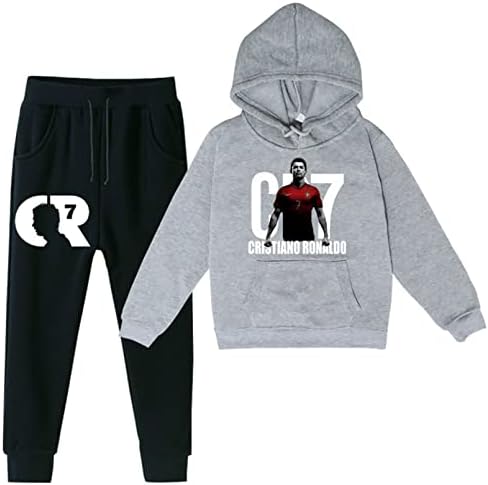 By-Can Toddler/Kid Cr7 Pulverove за мека четкана качулка и џемпери сет, Cristiano Ronaldo Casual Tracksuit