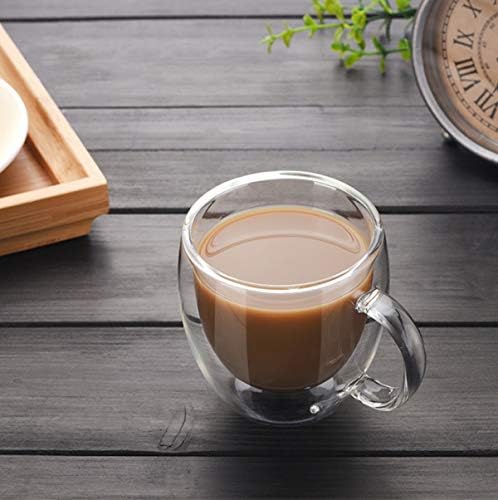 2-парче двојно застаклена шолја за кафе со рачка за секојдневна или канцелариска употреба, 5 унци