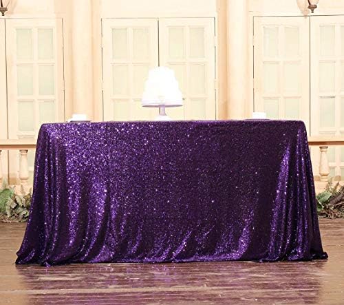 Правоаголник на Squarepie Sequin Table Calegloth 50 x 72 инчи Виолетова рефлектира светла светлосни постелнини постелнини за свадбена