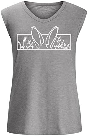 OPLXUO Women'sенски летен графички резервоар врвови, обични лабави маици со V-вратот, печатени резервоари за вежбање, туники Блус