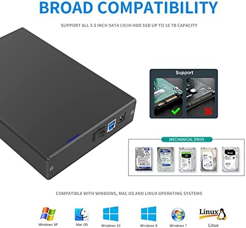ГОДО USB 3.0 до 3.5 Инчен Хард Диск Комплет, Вертикална Надворешна Хард Диск Приклучок Со Штанд за 3.5 инчен SATA HDD SSD, Алуминиумска