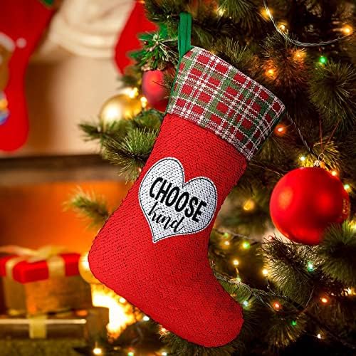 Изберете kindубезни чорапи за Божиќни празници Реверзибилна промена во боја на магичен фонд за Божиќно дрво камин што виси чорапи