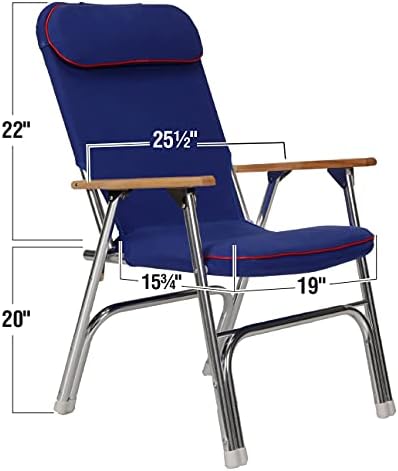 Преклопување стол за преклопување на платно Seachoice, сина w/црвена трим, набори за лесно складирање