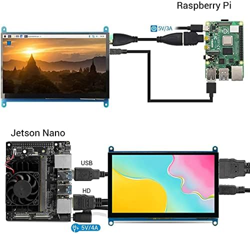 ELECROW Raspberry Pi Екран На Допир монитор 5 инчен Екран На Екранот 800x480 HDMI-Компатибилен Со Малина Pi 4 3B+ 3B 2B Bb Црна Банана