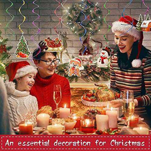 Куландер 36 парчиња висат спирални украси, Божиќ висина за виткање Декорација Дедо Мраз, Снежни снежни чорапи, елки, картички за подароци за подароци