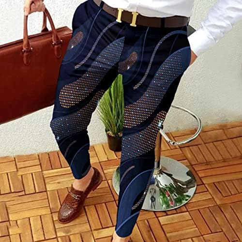 Машки Големи И Високи Панталони Мажи Тенок Фит Печатење Патент Копче Панталони Одговараат На Панталони Машки Секојдневен Мода Долги