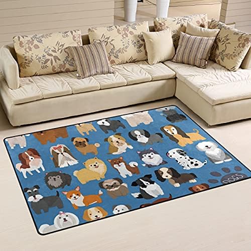 Симпатично кутре куче Голема мека подрачја расадник плејматски килим за деца за деца кои играат соба за спална соба 60х39 инчи, килим за домашни