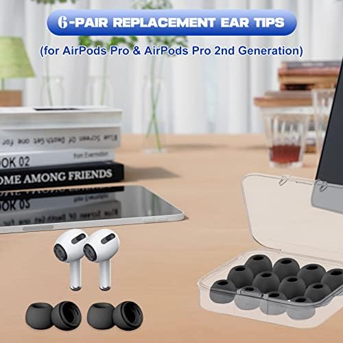 6 пара AirPod Pro увото за откажување на бучава, Совети за замена на ушите за AirPods Pro 2 со Case, меки совети за силиконски
