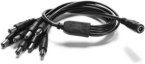 Axgear DC кабел за напојување од 1 до 8 адаптер Сплитер за 8CH DVR Security Camera 5.5x2.1 mm
