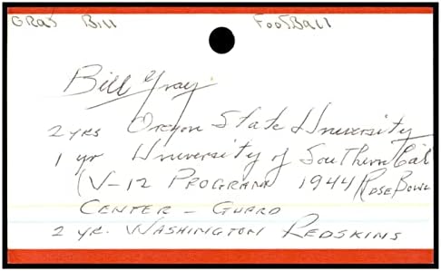 Бил Греј Потпишан Индекс Картичка 3х5 Автограм Вашингтон НФЛ 87344-Нфл Намалување Потписи