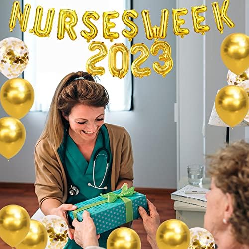 Недела на медицински сестри 2023 Балони Банер Медицинска Сестра Благодарност Недела Банер Украси Златни Балони За Медицински Сестри Недела