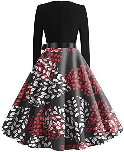 Подароци за Денот на вinesубените за нејзиниот женски долг ракав од 1950 -тите Гроздобер Хепберн, замав фустани, фустани за отпечатоци од срце